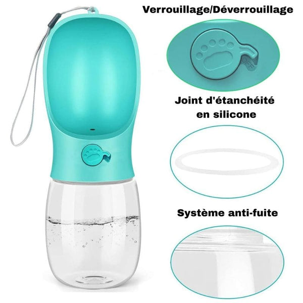 Gourde pour Chien – système anti-fuite et joint d'étanchéité en silicone