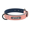 Collier pour Chien Personnalisé en cuir rose pâle avec plaque gravée