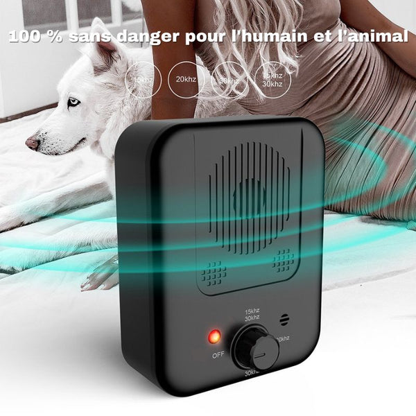 Dispositif anti-aboiement 100 % sans danger pour l'humain et l'animal