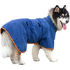 Peignoir pour chien en microfibre bleu - Grand chien type Husky.
