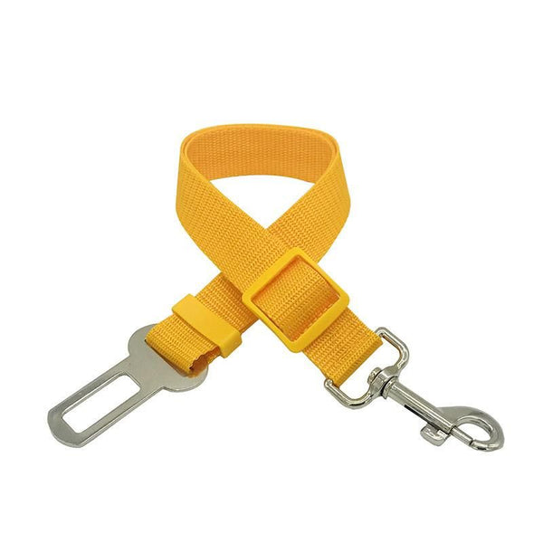 Ceinture de Sécurité pour Chien jaune avec mousqueton et boucle