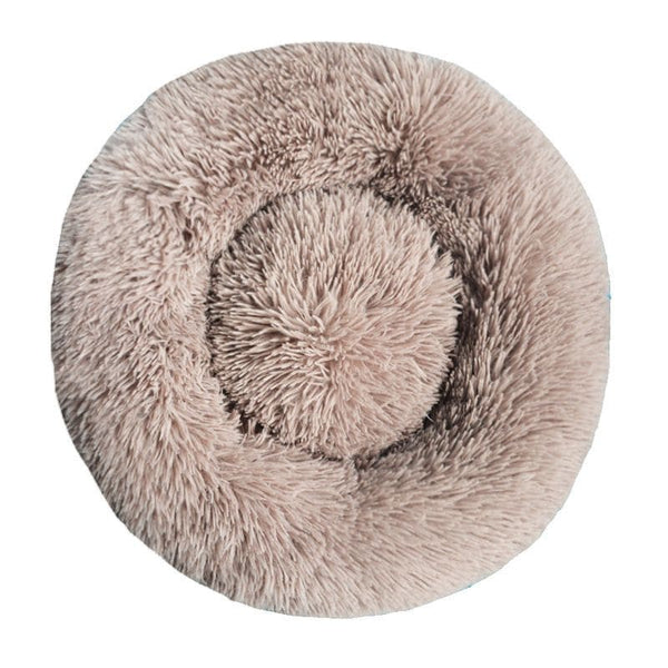 Panier Donut moelleux pour chien couleur taupe.
