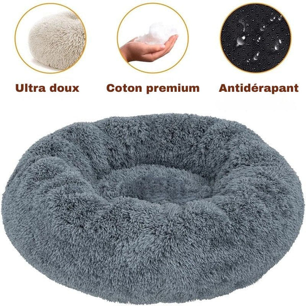 Panier Donut moelleux pour chien avec coton premium ultra doux.