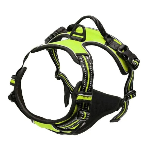 Harnais Anti Traction vert fluo - Vue complète du harnais.