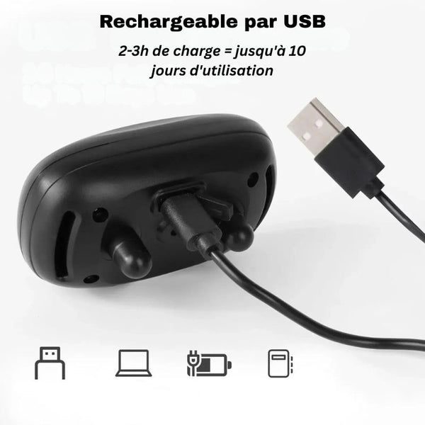 Collier Anti Aboiement recharge USB avec câble connecté.