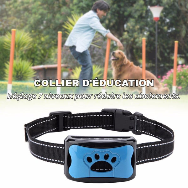 Collier d'éducation pour chien avec réglage 7 niveaux anti-aboiement.