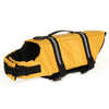 Gilet de sauvetage pour chien jaune avec poignées de sécurité.