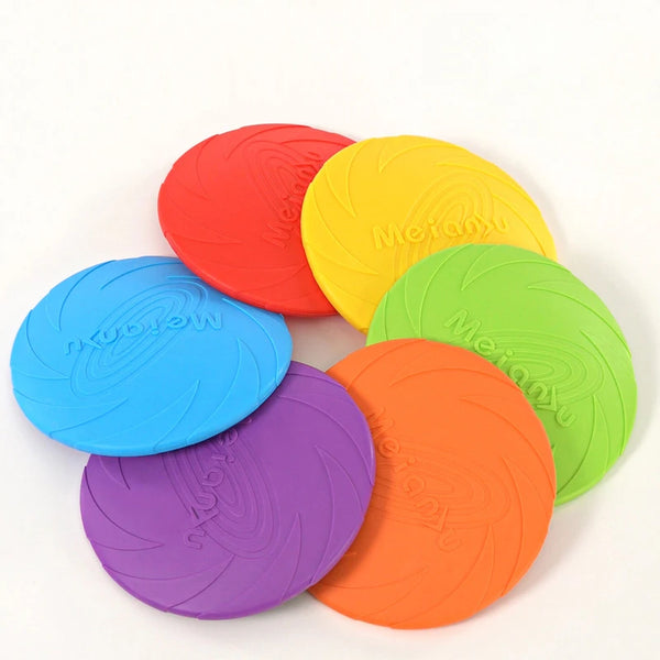 Ensemble de frisbees pour chien multicolores (rouge, bleu, violet, orange, vert, jaune)