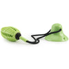 Jouet ventouse pour chien avec balle verte ovale et ventouse verte