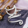 Bague chat brillante avec fond denim et épis dorés - Toutou Love