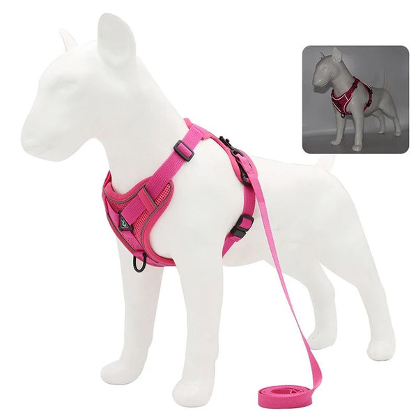 Harnais Anti-Traction petits chiens rose fuchsia avec design confortable - Toutou Love