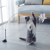Chat debout jouant avec un oiseau blanc accroché à une canne – Jouet pour Chat Canne Oiseau ventousé au sol - Toutou Love