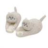 Pantoufles chat beiges vues de côté, sur fond blanc - Toutou Love