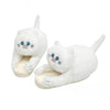 Pantoufles chat blanches avec museau rose, posées sur fond blanc - Toutou Love