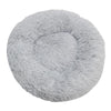 Panier Donut moelleux pour chien couleur gris clair.