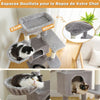 Arbre à chat avec hamac et lits douillets pour le repos des chats, avec mesures visibles - Toutou Love