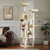 Arbre à Chat XXL beige avec plusieurs plateformes et hamac suspendu - Toutou Love