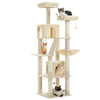 Arbre à Chat XXL en peluche beige avec 4 chats sur différents niveaux - Toutou Love