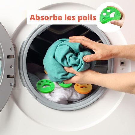 Attrape poils machine à laver inséré avec le linge, capte efficacement les poils d’animaux - Toutou Love
