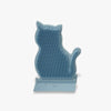 Brosse murale pour chat bleue en forme de silhouette féline, vue de face - Toutou Love