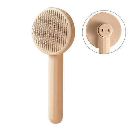 Brosse pour chat poil long beige à dents fines et bouton poussoir ergonomique - Toutou Love