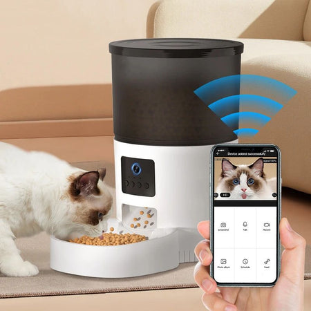 Distributeur de Croquettes pour Chat connecté avec caméra intégrée et contrôle via smartphone - Toutou Love