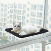 Hamac de Fenêtre Pour Chat en noir avec un chat blanc installé confortablement - Toutou Love