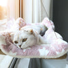 Hamac de Fenêtre Pour Chat avec coussin en polaire rose à motif étoiles et chat gris clair - Toutou Love