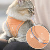 Chat portant un harnais pour chat orange, gros plan sur le tissu respirant - Toutou Love