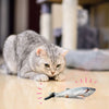 chat observant un jeu poisson pour chat vibrant sur le sol - Toutou Love