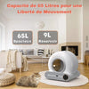 Grande capacité de 65L et réservoir de 9L pour une Litière Chat Autonettoyante spacieuse et pratique - Toutou Love