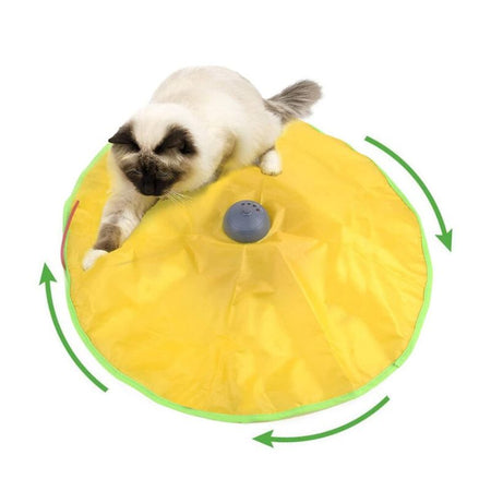 Chat en train de chasser la plume sous le Tapis De Jeu Pour Chat - Toutou Love